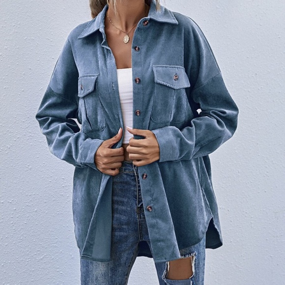 Boho Rust Button up Oversized Shacket Top - Picture 4 of 13